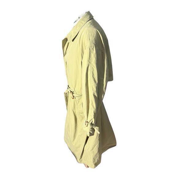 Vintage 1980s Bugatti Germany Trench Coat Khaki Belted Raincoat 54 Iridescent - Picture 3 of 7